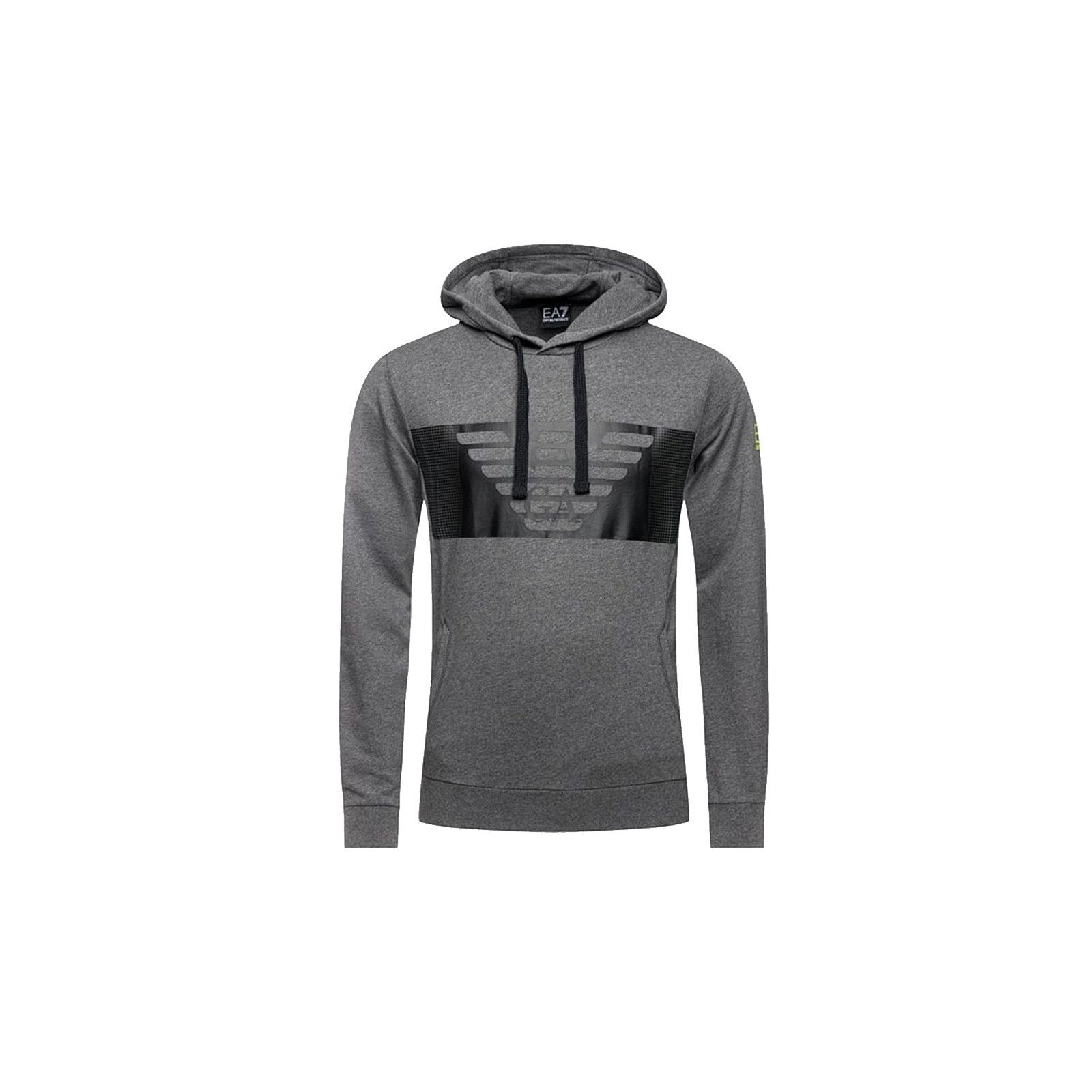 Survêtement EA7 Homme à Capuche Zippé - Logo Box Noir - Ensemble Jogging - Tissu Souple - Pour Sport Et Loisirs