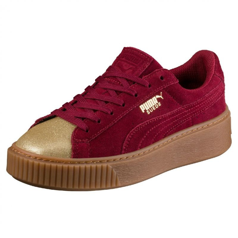 puma suede platform rouge