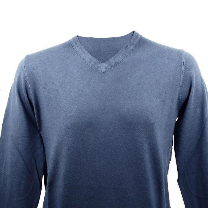 Real Cashmere Pull Real Cashmere COLLO V (Bleu)- IUB109842-COLLOV-TOPPE