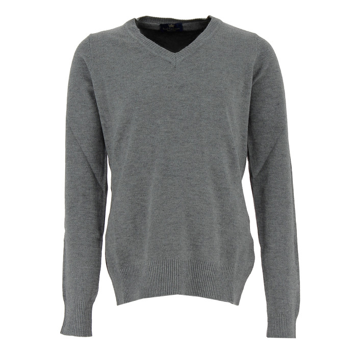 Pull col V Real Cashmere - IDS1085002-GRIS