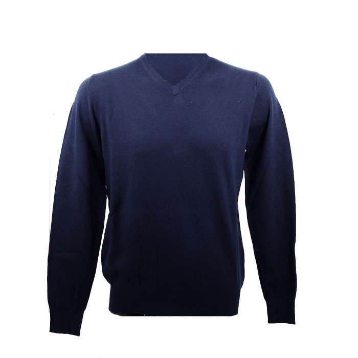 Real Cashmere Pull Real Cashmere COLLO V (Navy) - IUB109842-COLLOV-TOPPE