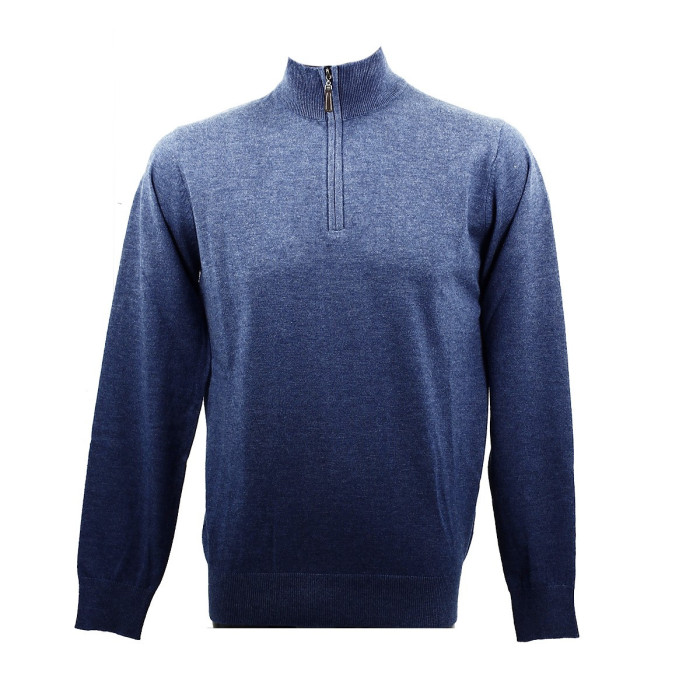 Real Cashmere Pull Real Cashmere (Bleu) - IUB109903-LUPETTO-ZIP